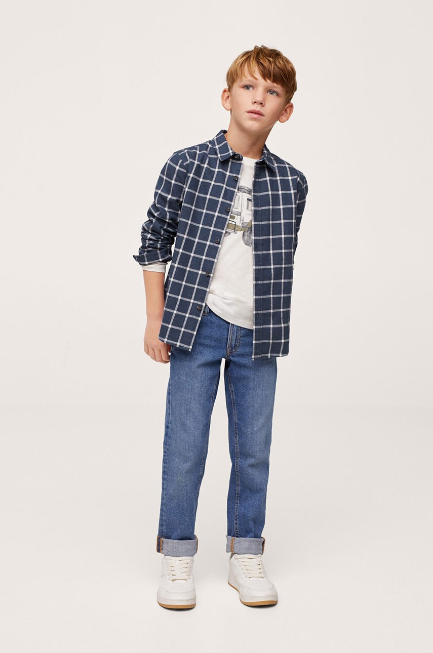 

Дитяча бавовняна сорочка Mango Kids Apolo колір синій