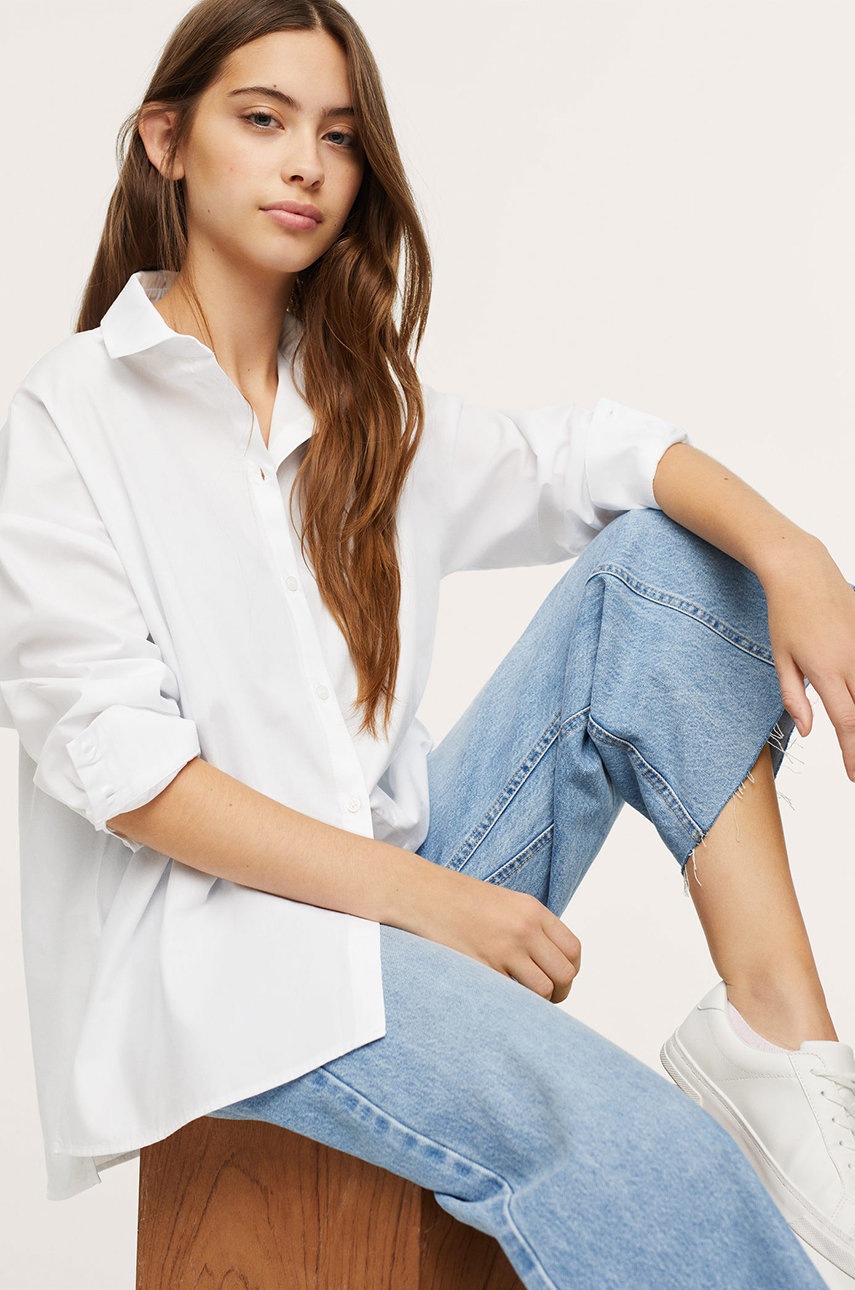 

Детска памучна риза Mango Kids Cami в бяло, Бял