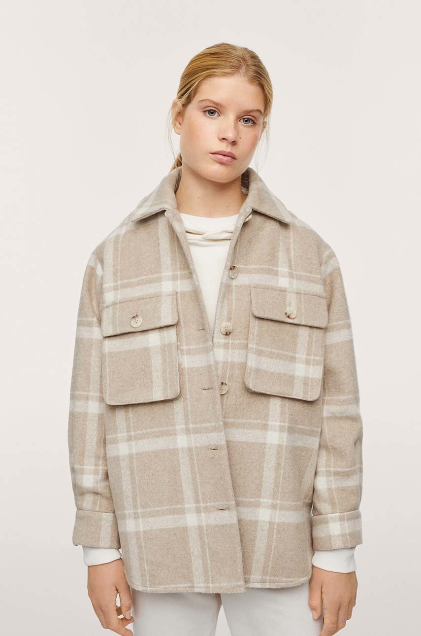 

Детска риза Mango Kids, Бежов