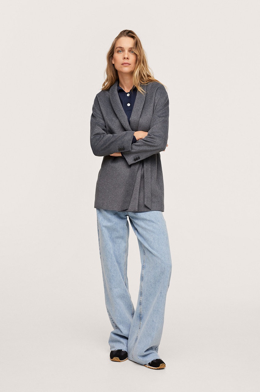

Пальто Mango Turmix жіноче колір сірий перехідне oversize