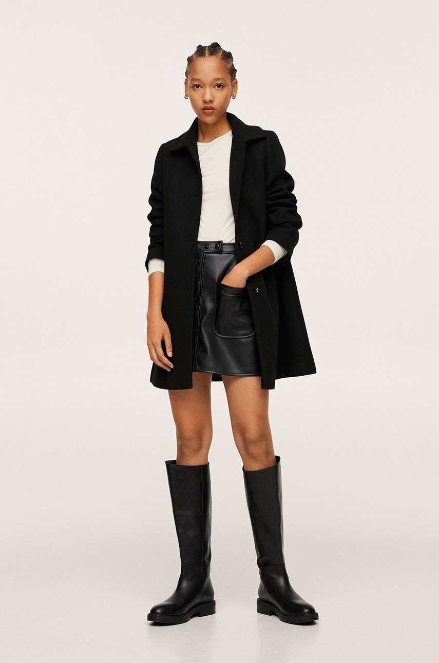 

Палто Mango Bardot в черно с преходна изолация, Черен