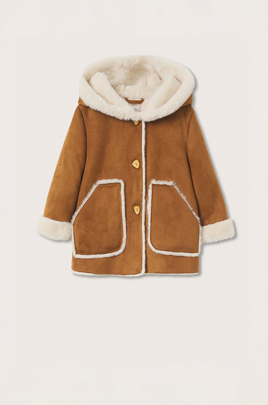 

Детско палто Mango Kids в жълто, Бежов