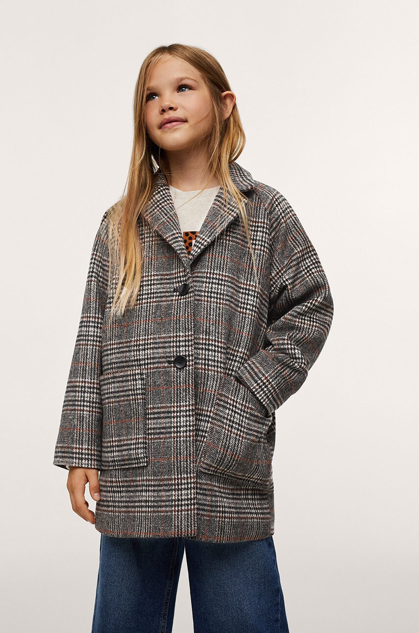 

Детско палто Mango Kids в сиво, Сив