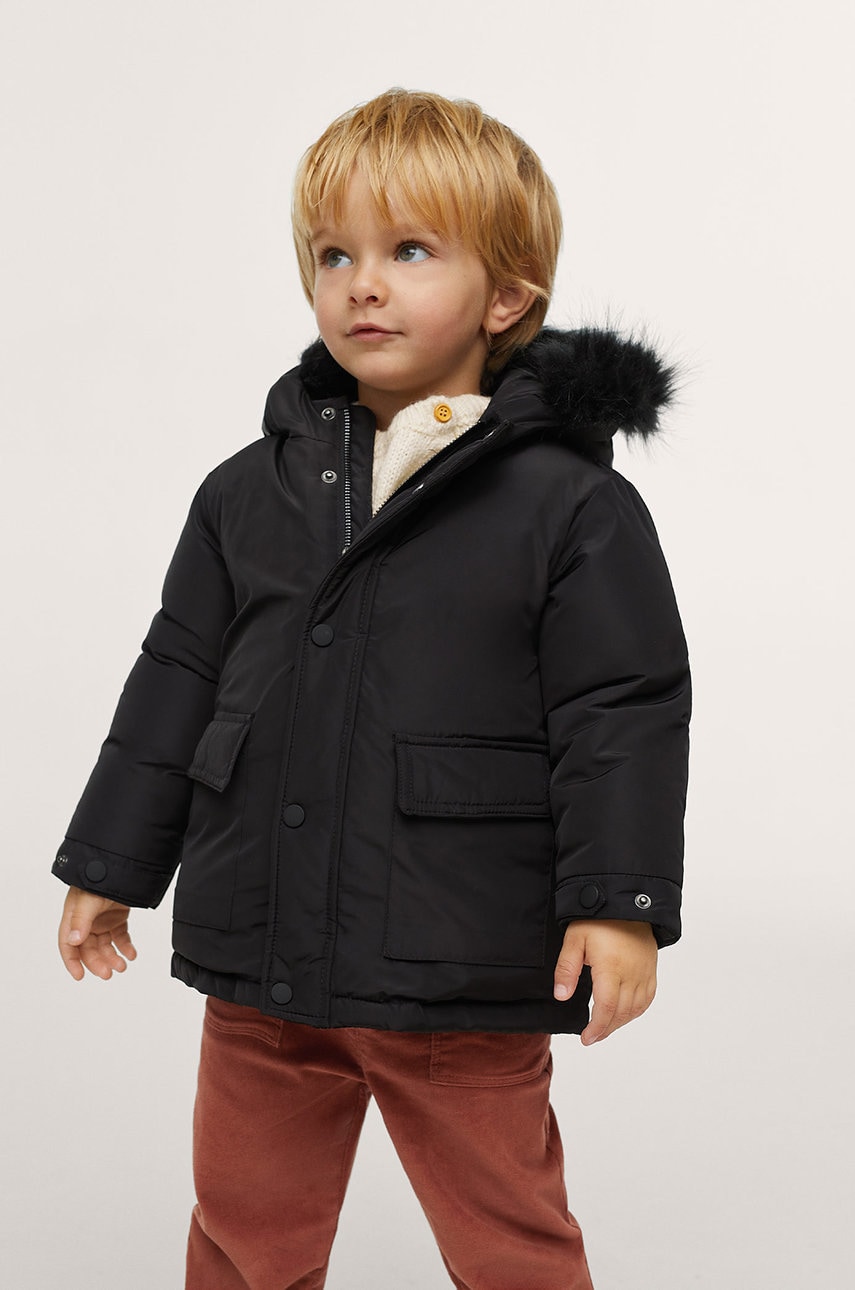Mango Kids - parka pentru copii preto