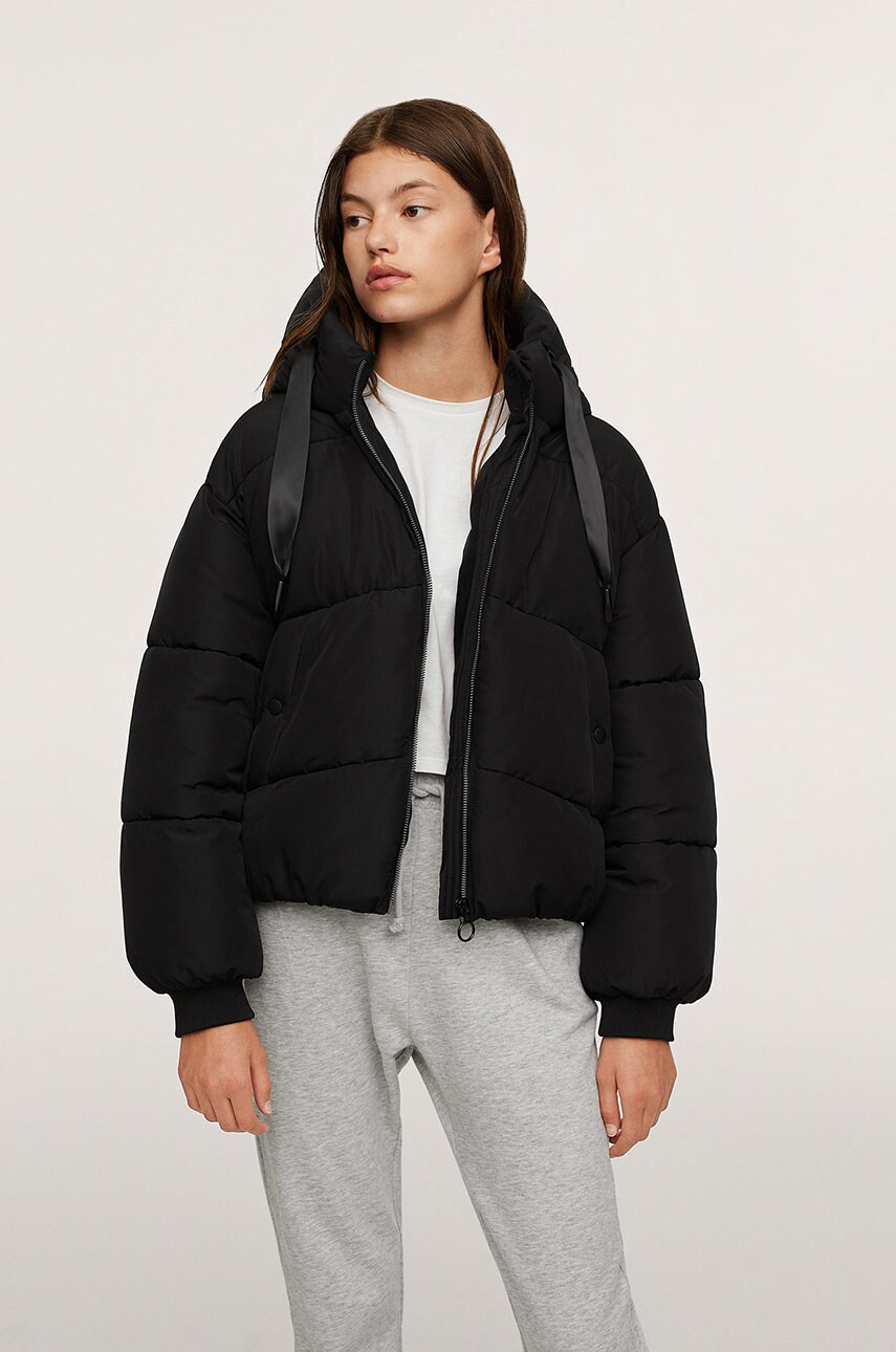 

Детско яке Mango Kids в черно, Черен