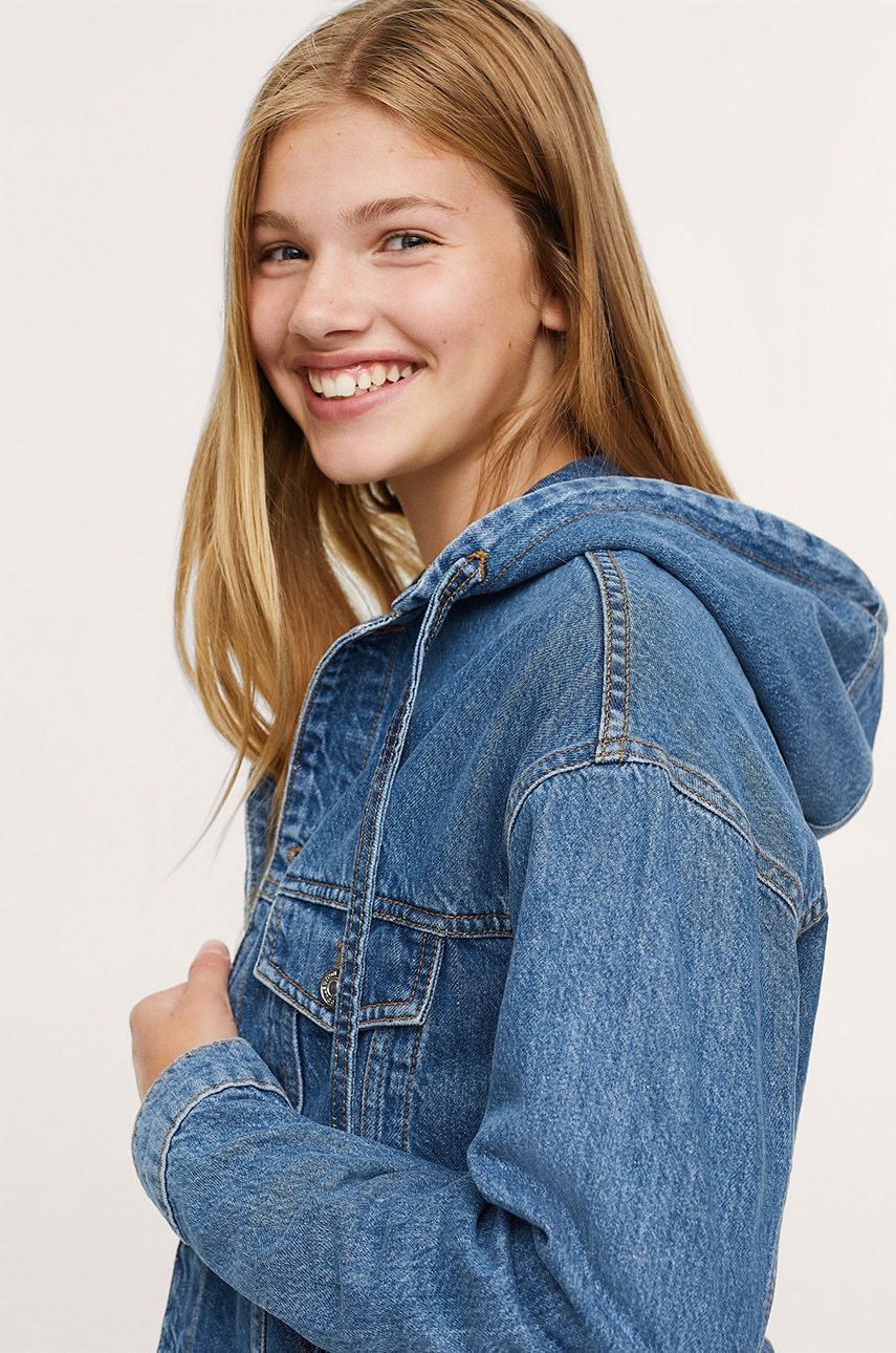 Mango kids geacă de blugi pentru copii hoodie