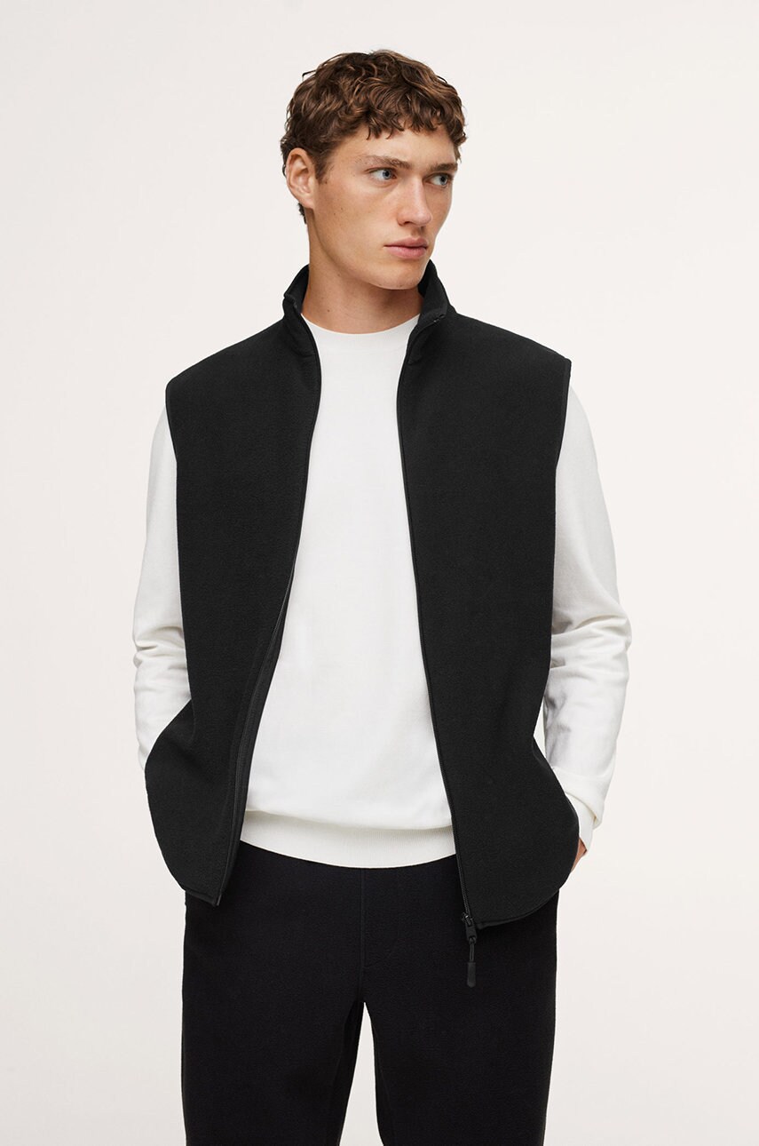 Mango man vestă bărbați, culoarea negru, de tranzitie