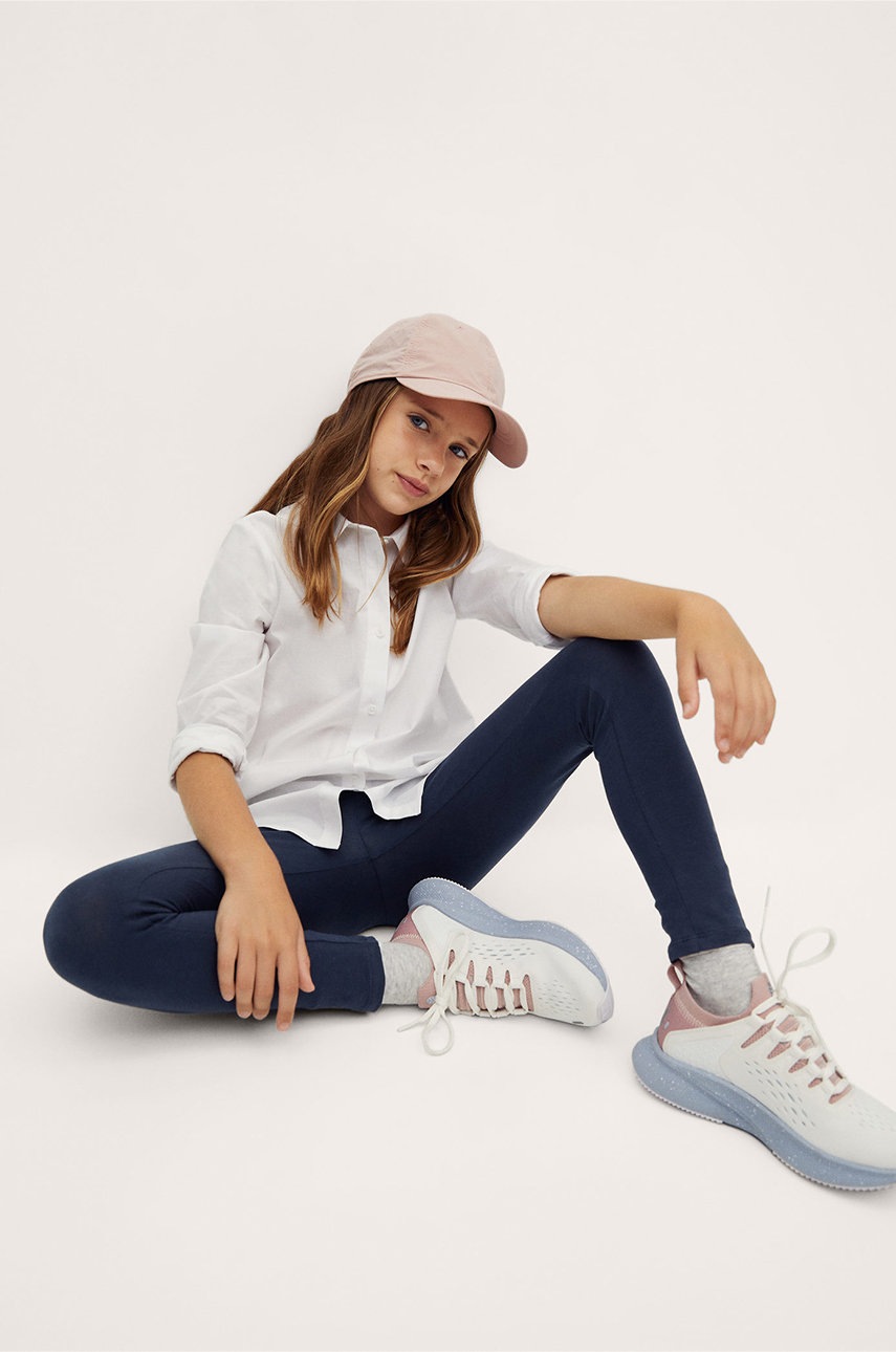 

Детские леггинсы Mango Kids Elio цвет синий гладкие