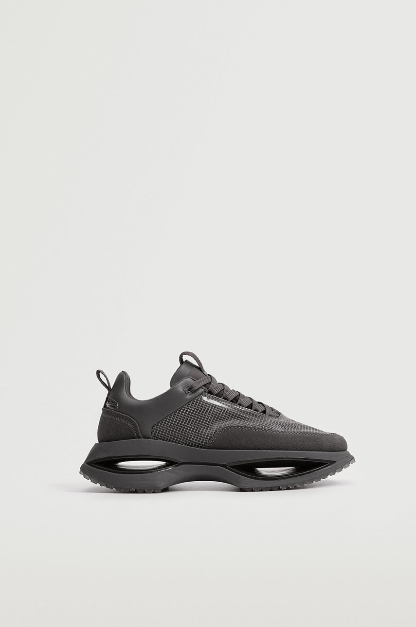 Mango pantofi culoarea gri, cu toc plat