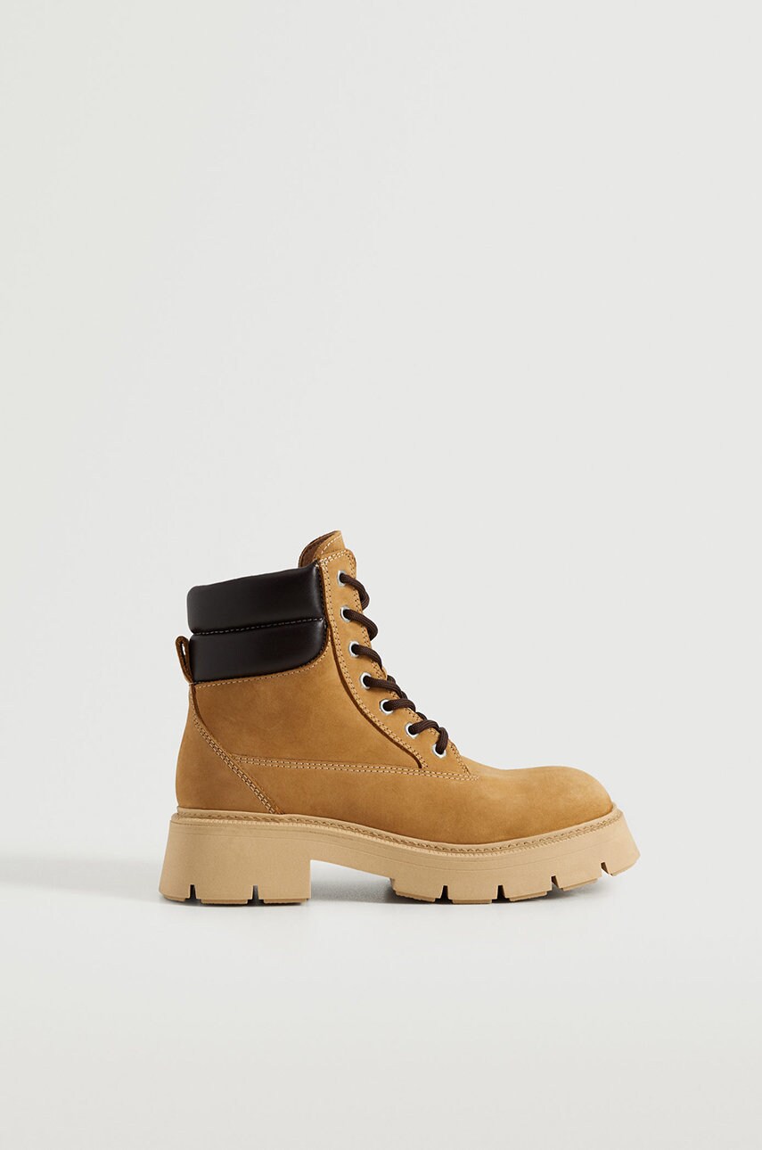 Mango pantofi femei, culoarea maro, cu toc plat