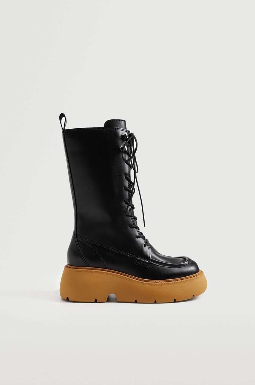 Mango cizme charles femei, culoarea negru, cu platformă