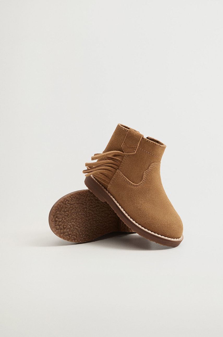 

Дитячі замшеві черевики Mango Kids Maple колір жовтий