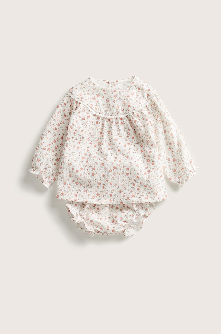 

Бебешка рокля Mango Kids в бяло, Бял