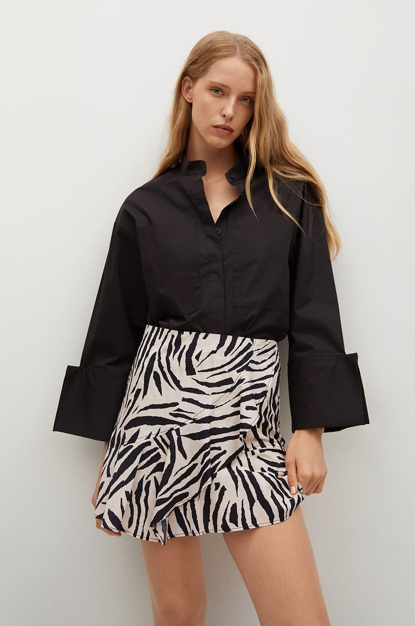 Mango fustă zebri culoarea galben, mini, evazata