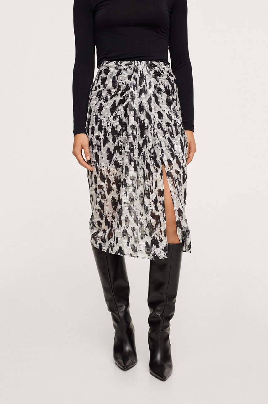 Mango fusta culoarea negru, midi, drept