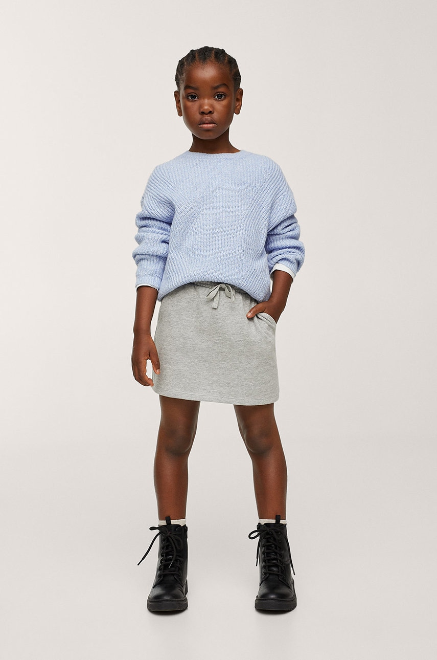 

Дитяча спідниця Mango Kids Celia колір сірий mini пряма