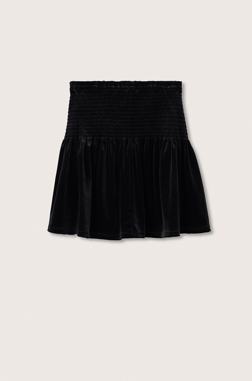 Mango kids fustă fete velvetf culoarea negru, mini, evazata