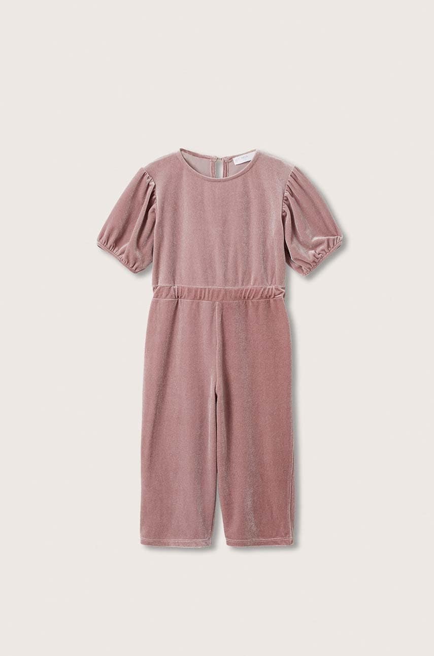 Mango Kids Salopetă copii Velvetb culoarea roz