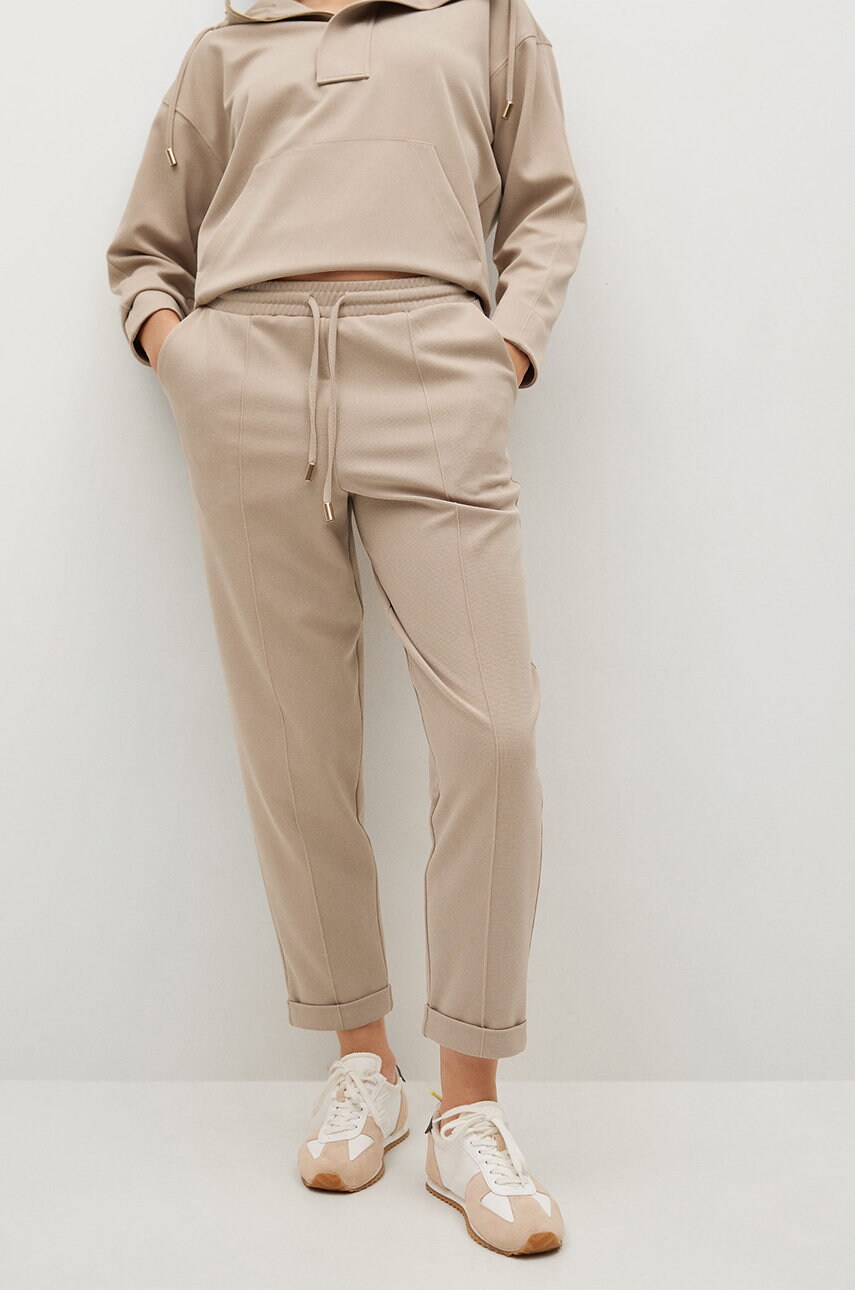 Mango Pantaloni FLORIDA1 femei, culoarea gri, model drept, high waist answear.ro imagine megaplaza.ro