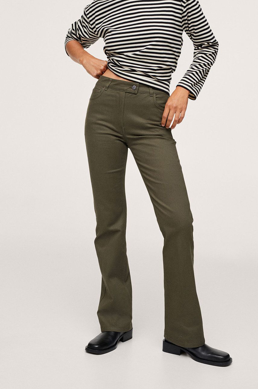 Mango Pantaloni Catalina femei, culoarea maro, lat, high waist