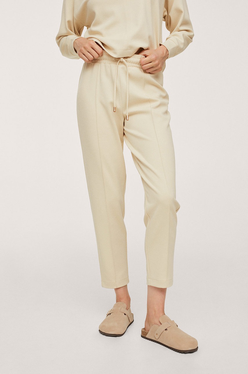 

Панталон Mango Amelie дамски в жълто с кройка тип jogger, със стандартна талия, Бежов