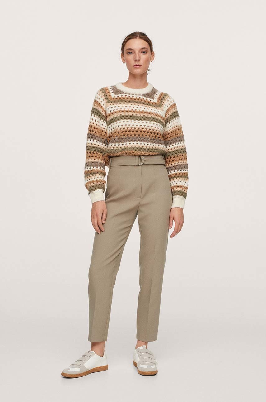 

Брюки Mango Lola женские цвет жёлтый широкие высокая посадка