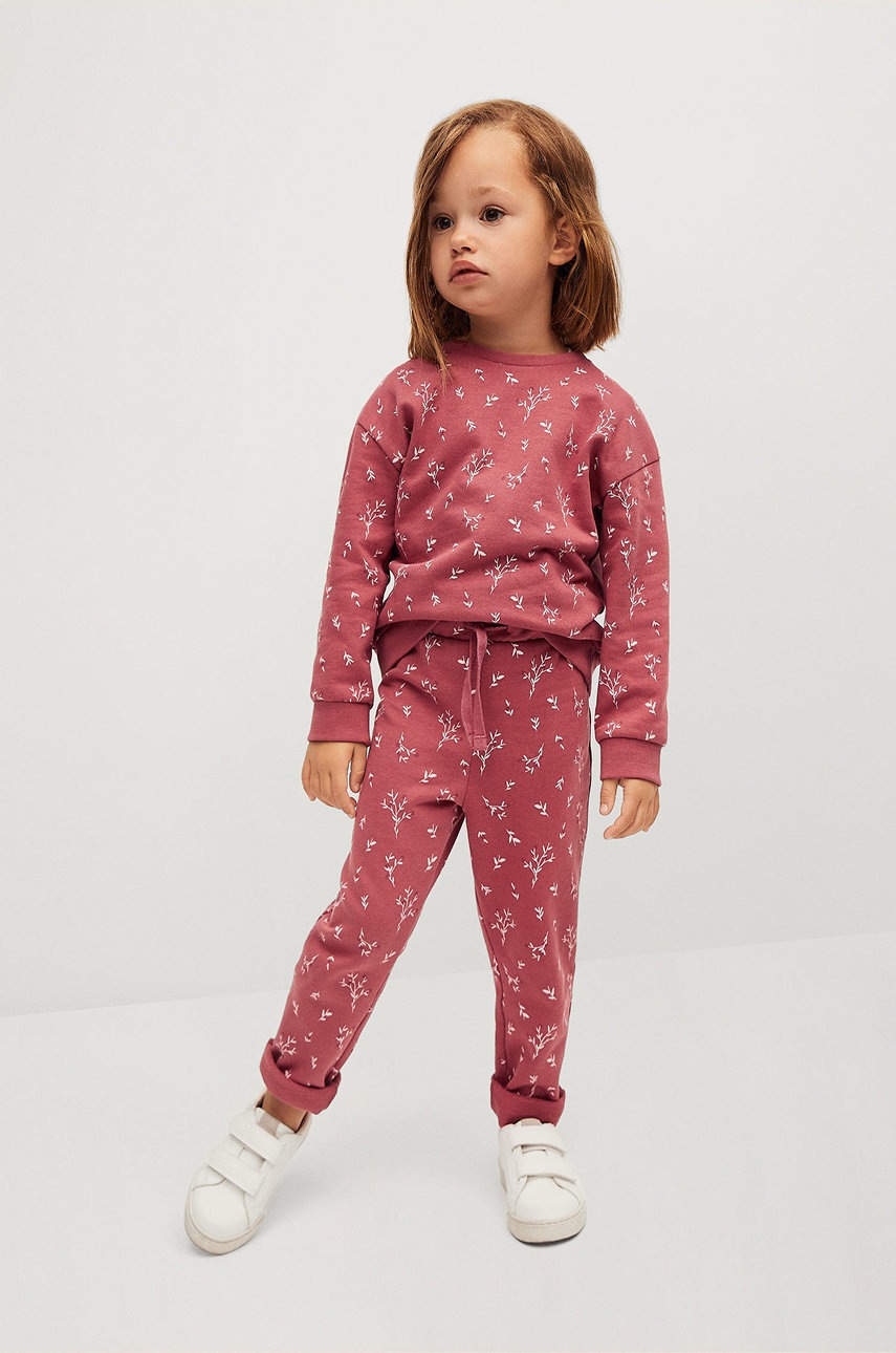 

Детские брюки Mango Kids FLORAP цвет розовый с узором