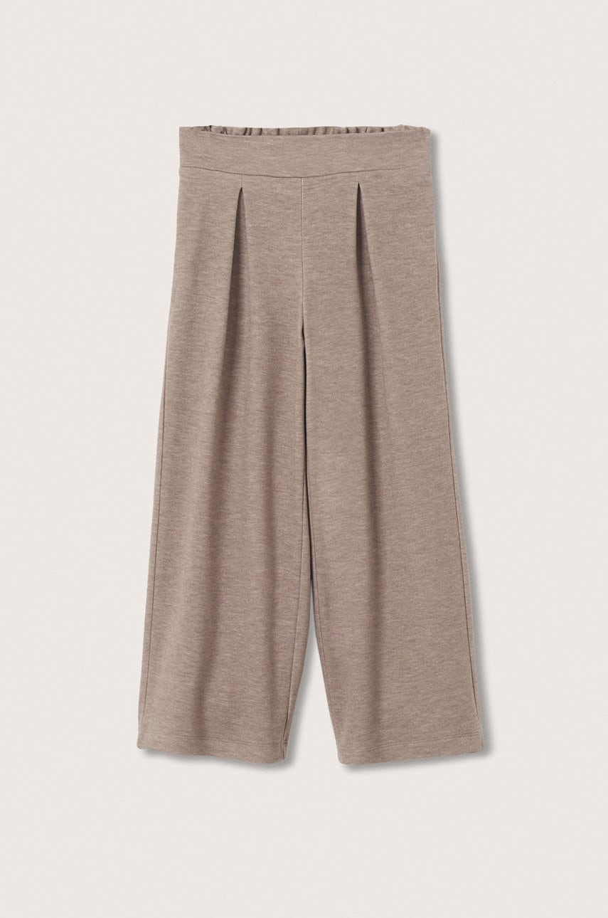 Mango Kids pantaloni copii polan culoarea maro, material neted