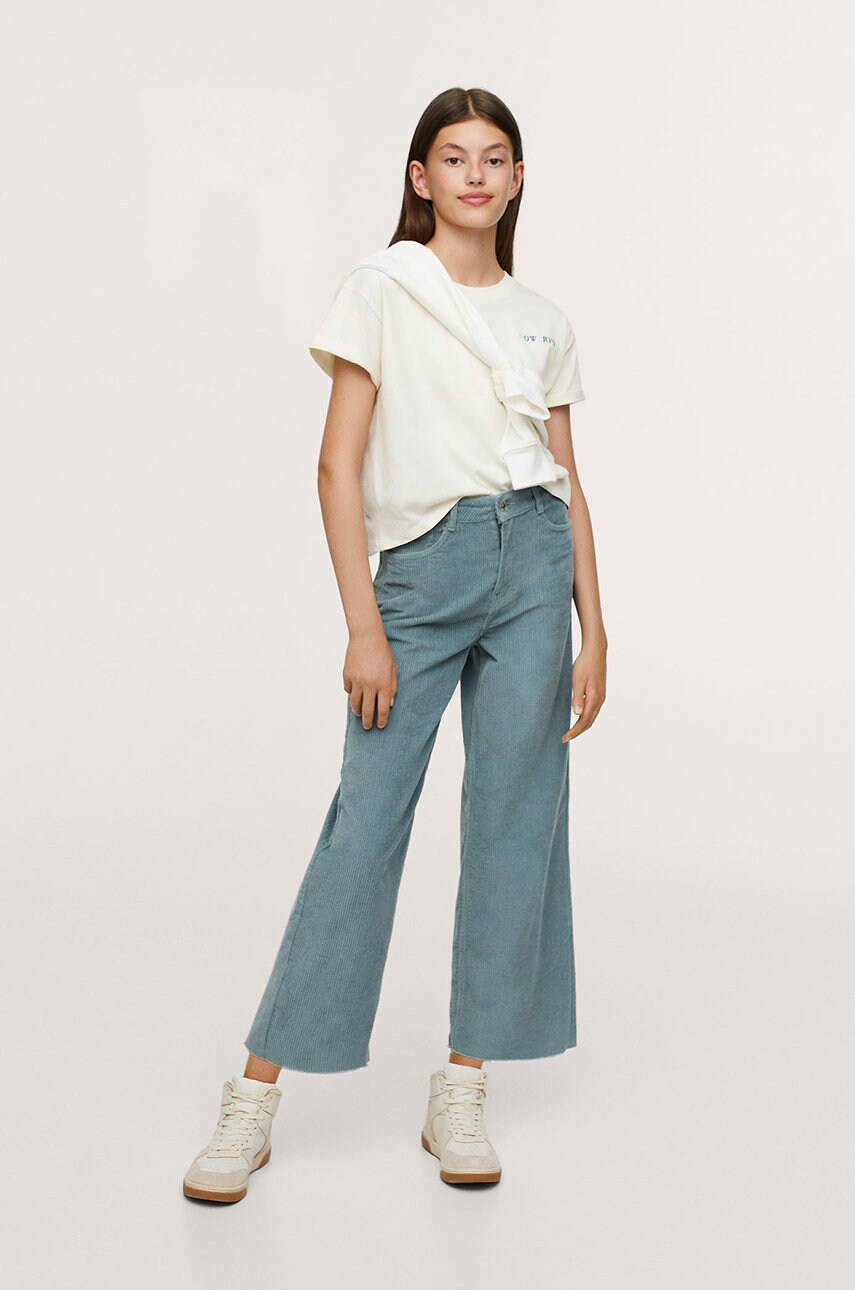 Mango Kids - pantaloni copii petrol