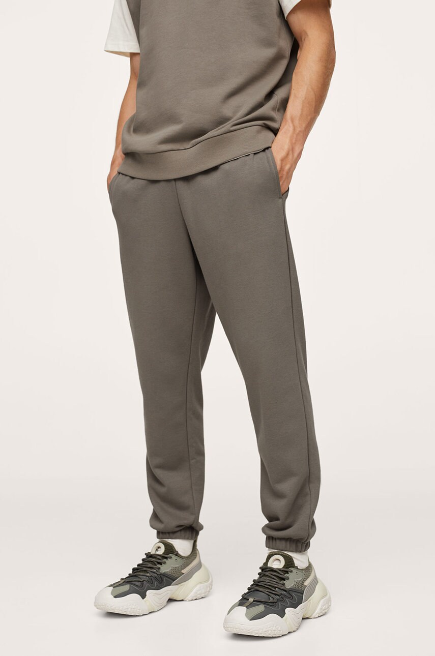 Mango man pantaloni brava bărbați, culoarea maro, jogger