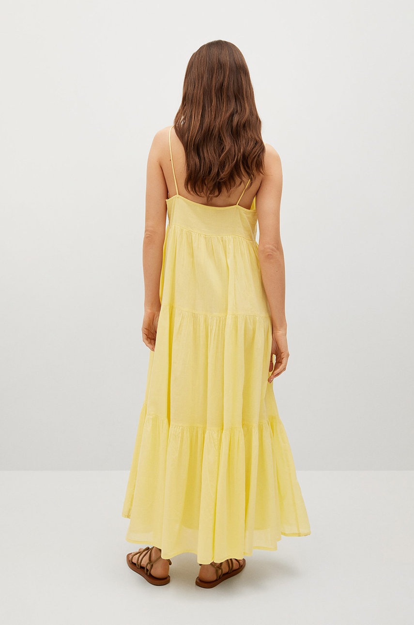 

Сукня Mango COTTON колір жовтий maxi розкльошена