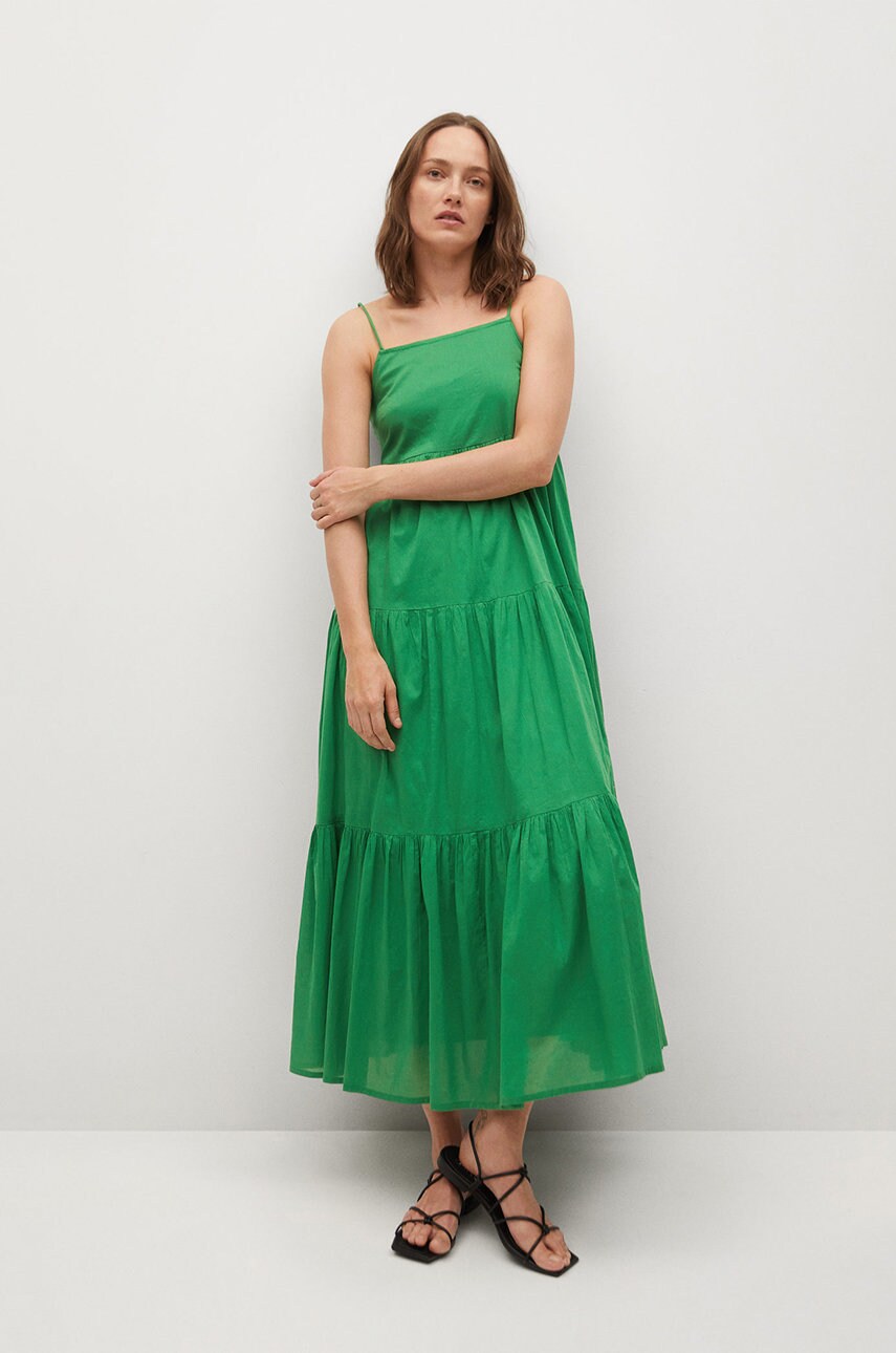 

Mango - Рокля COTTON, Зелен