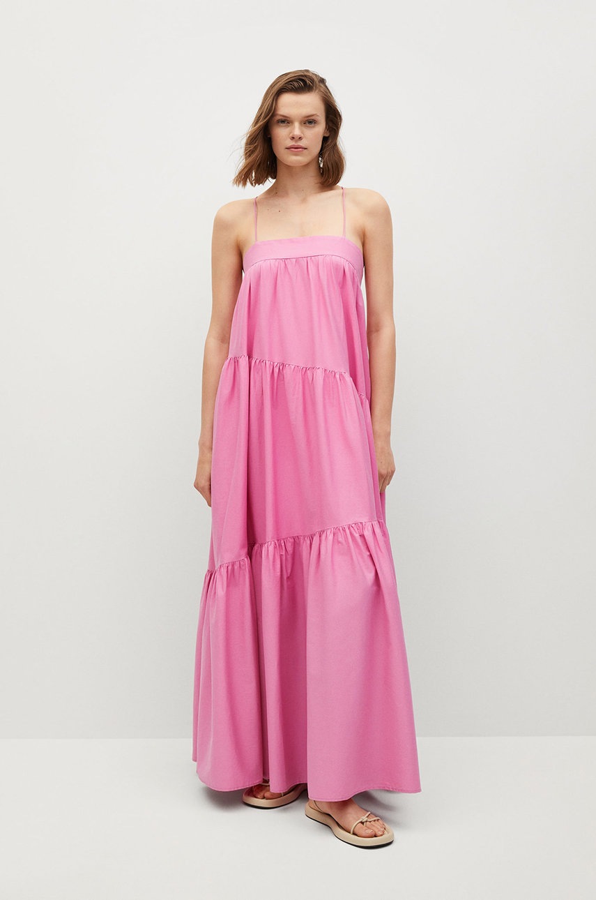 

Сукня Mango PARACHUT колір рожевий maxi розкльошена