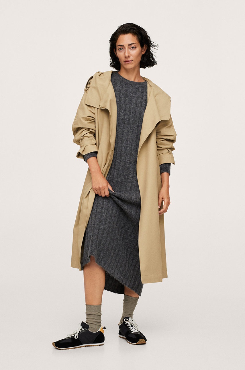 

Платье Mango цвет серый maxi прямое