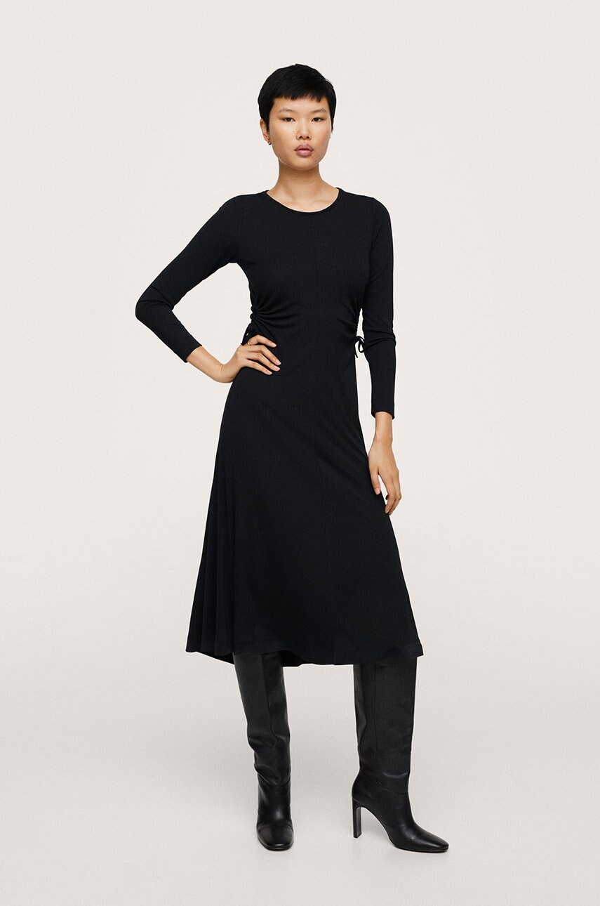 Mango rochie culoarea negru, midi, model drept