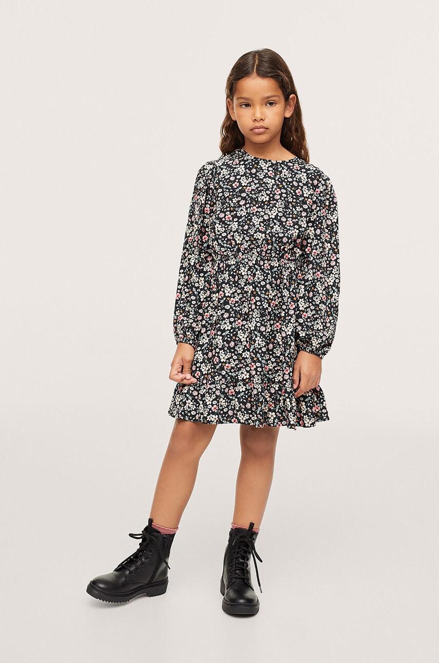 

Детское платье Mango Kids Tulip цвет чёрный mini расклешённое