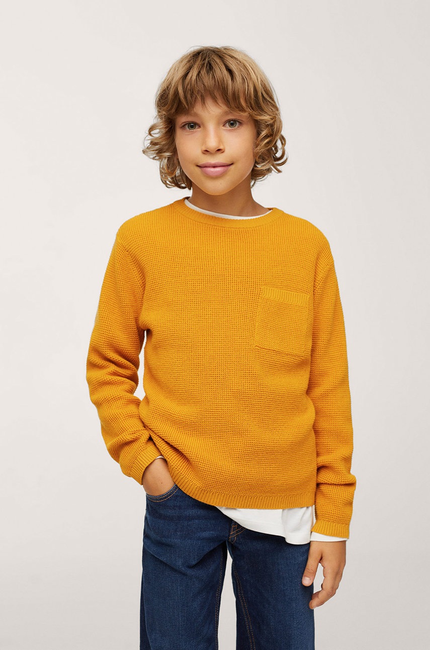 

Детски пуловер Mango Kids Goofy в жълто от лека материя, Жълт