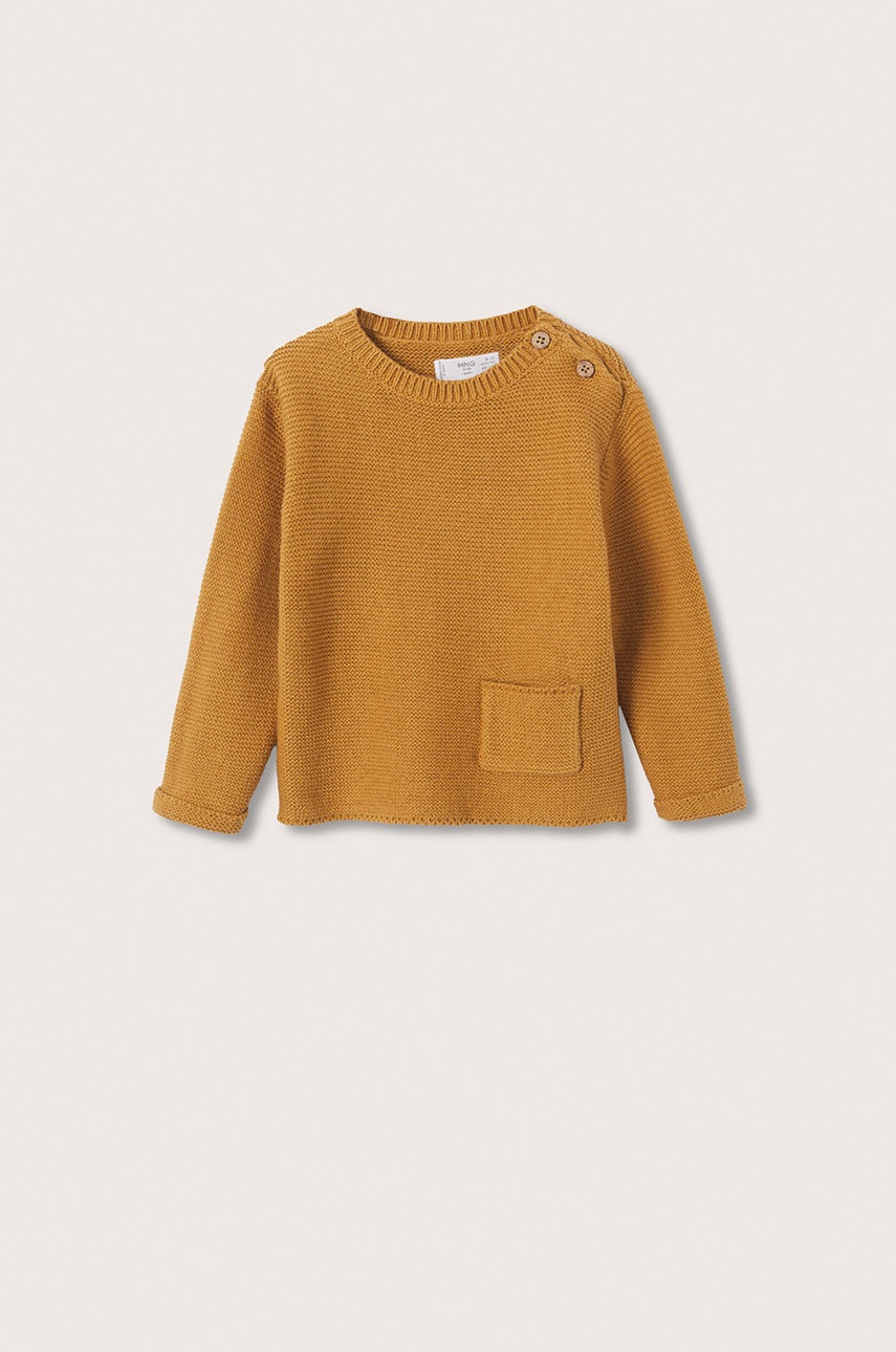 

Детски пуловер Mango Kids в кафяво от лека материя, Кафяв