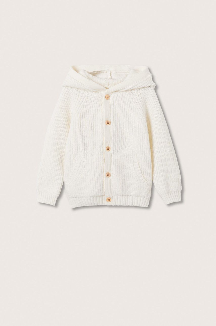 Mango Kids Cardigan copii Bob culoarea galben, light