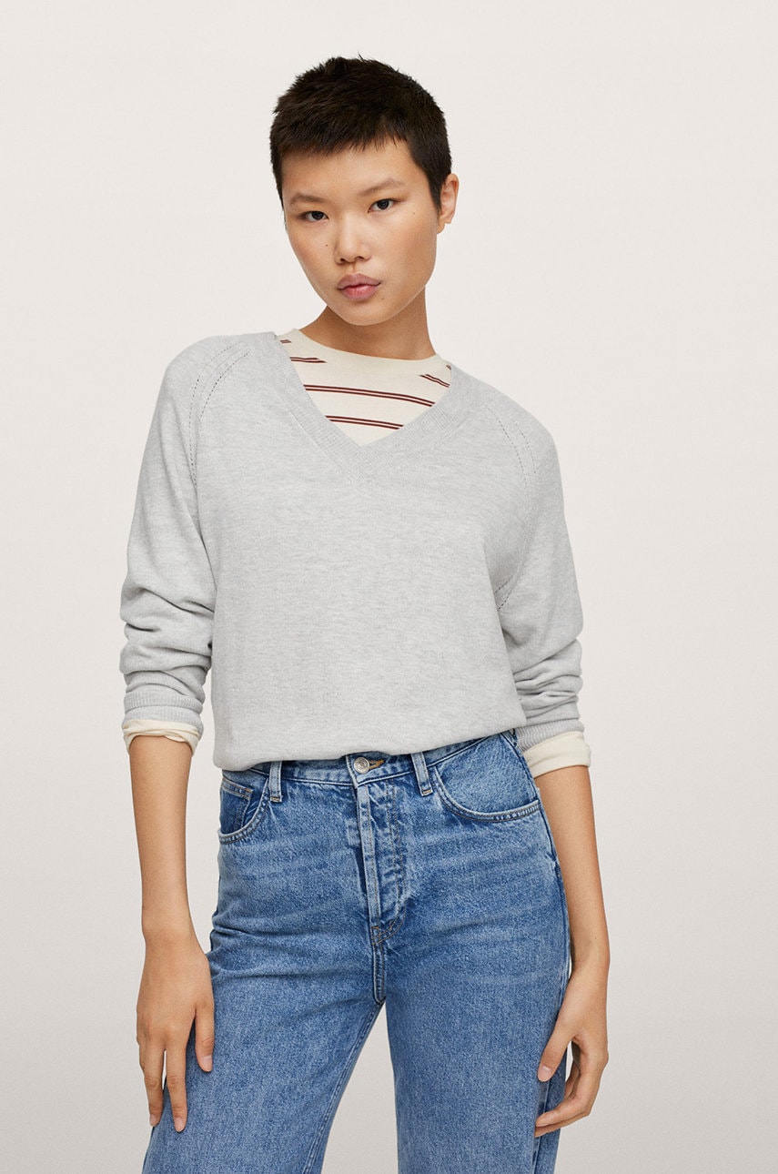 Mango pulover femei, culoarea gri, light