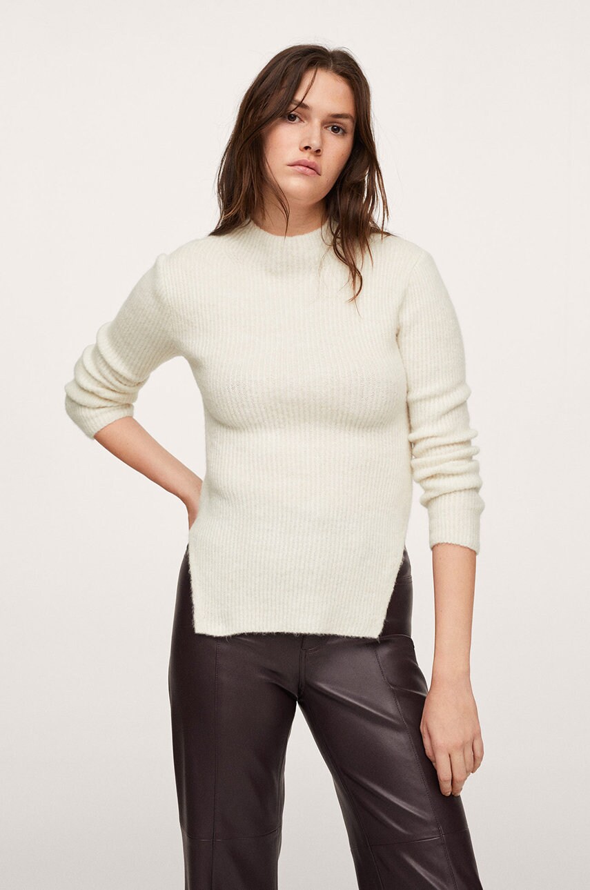 Mango pulover femei, culoarea galben, light, cu turtleneck