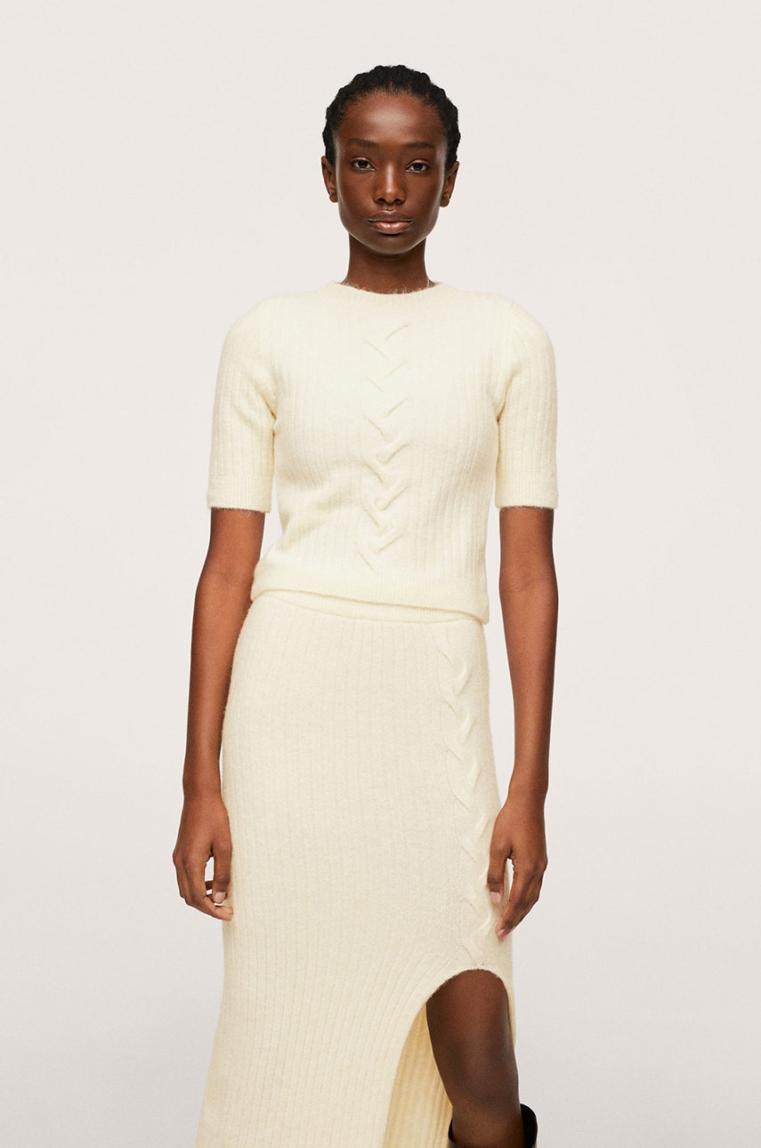 Mango pulover femei, culoarea galben, light
