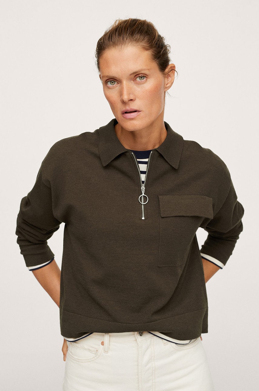 Mango pulover femei, culoarea maro, light