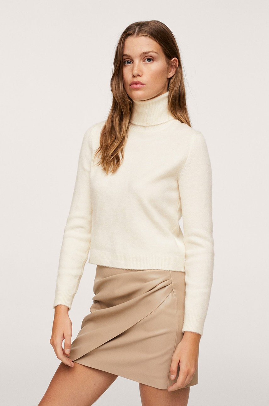 Mango pulover femei, culoarea galben, light, cu guler