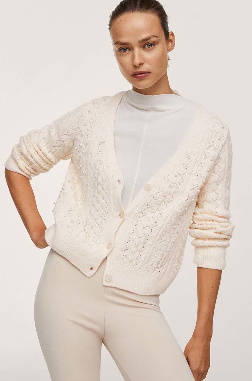 Mango cardigan olive femei, culoarea galben, light