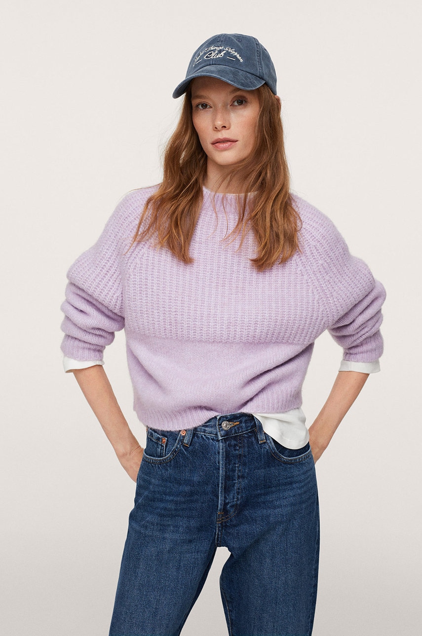 Mango pulover serena femei, culoarea violet, light