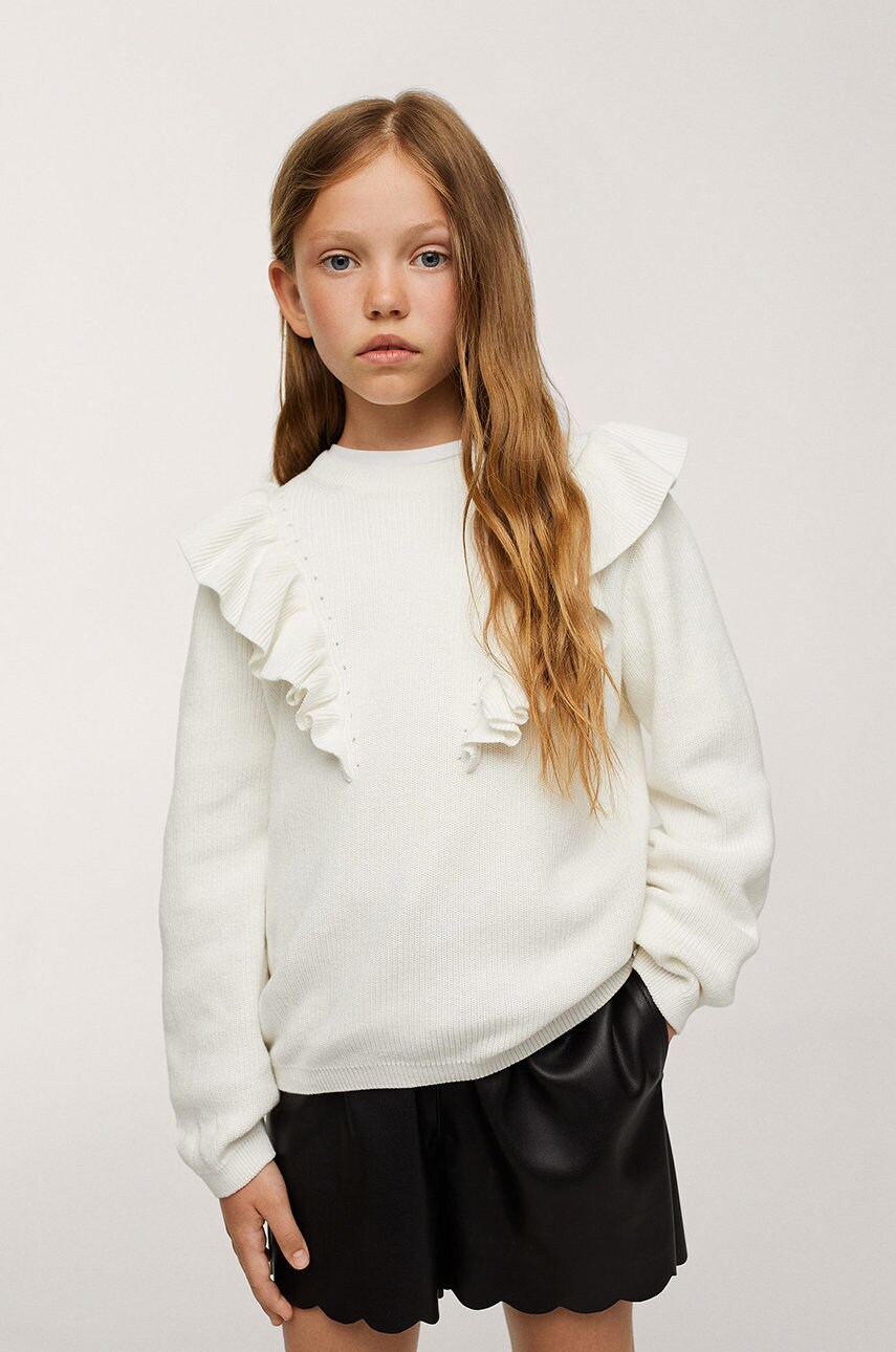 Mango kids pulover copii gabriela culoarea alb, light