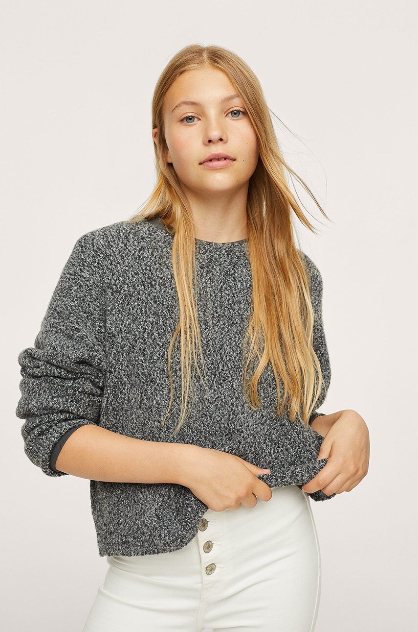 Mango kids pulover copii culoarea gri, light