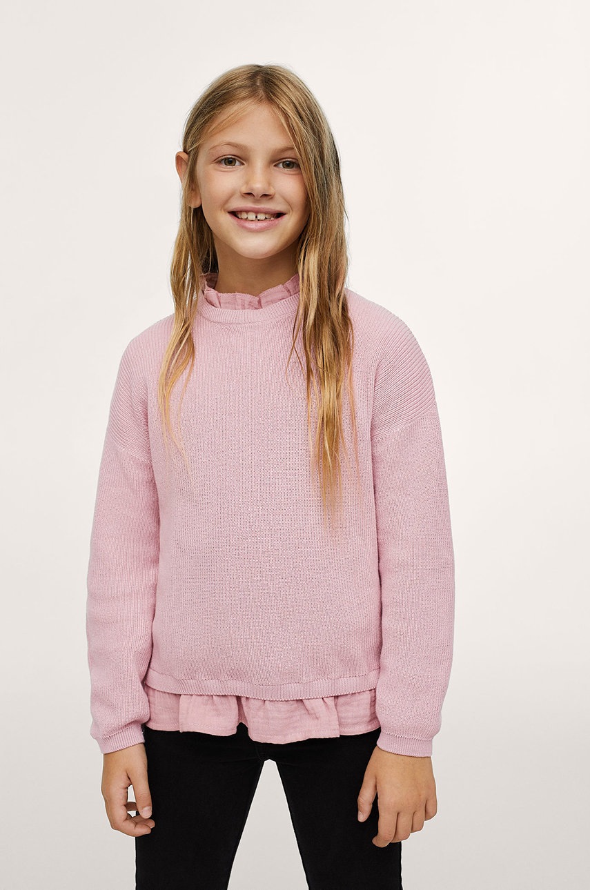 

Детски пуловер Mango Kids в розово от лека материя, Розов