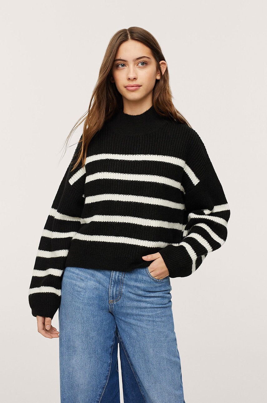 Mango kids pulover copii napols culoarea negru, light
